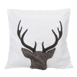 17.5 White And Brown Faux Fur Reindeer Throw Pillow Cover