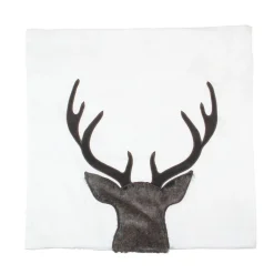 17.5 White And Brown Faux Fur Reindeer Throw Pillow Cover