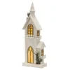 27" White And Brown Led Lighted Christmas Winter Church
