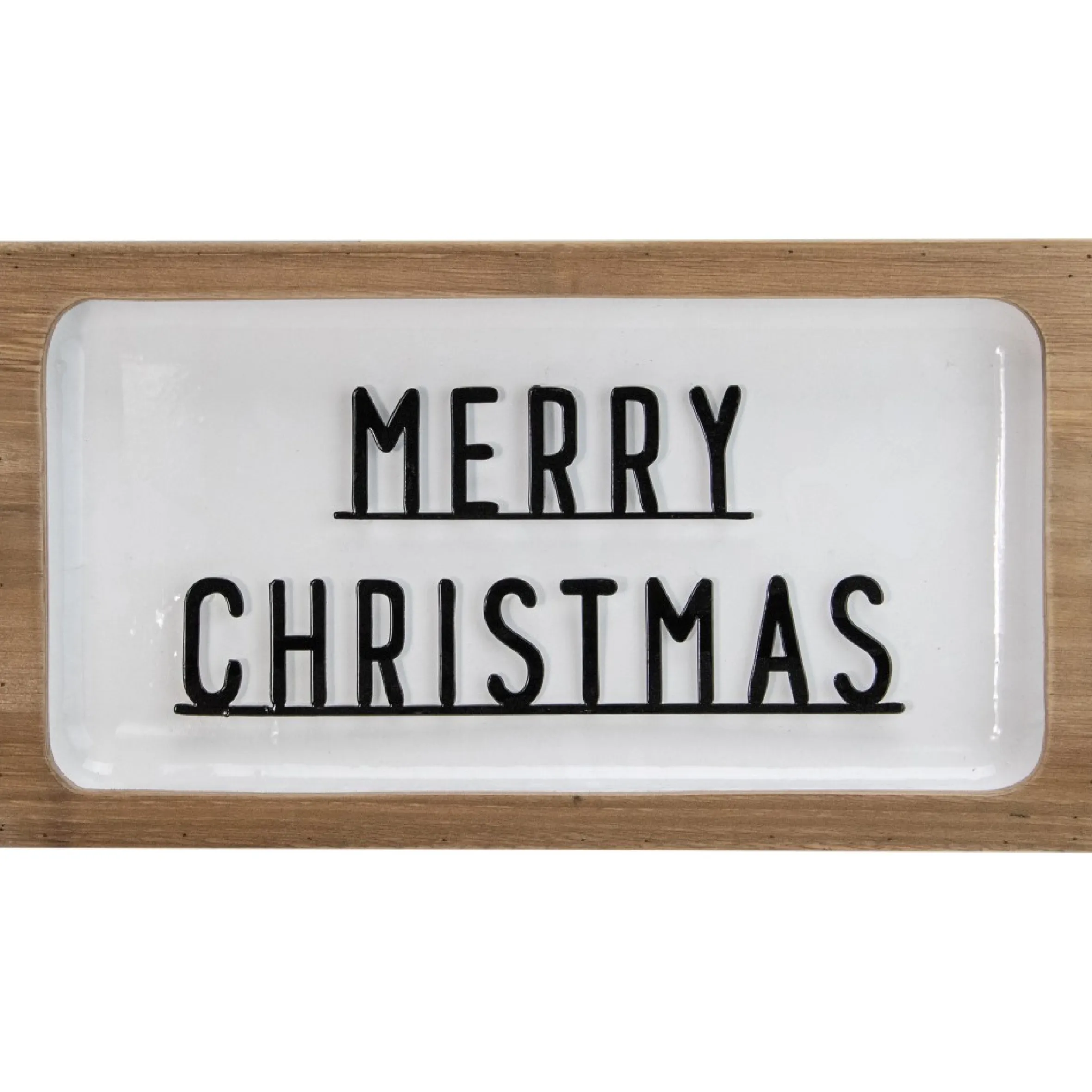 13" White And Brown "Merry Christmas" 3D Wooden Christmas Wall Or Tabletop Decor