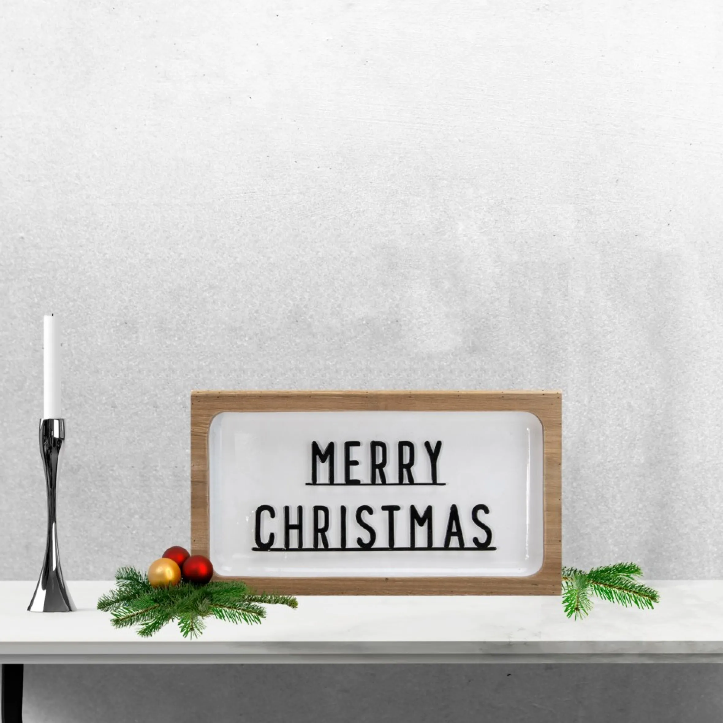 13" White And Brown "Merry Christmas" 3D Wooden Christmas Wall Or Tabletop Decor