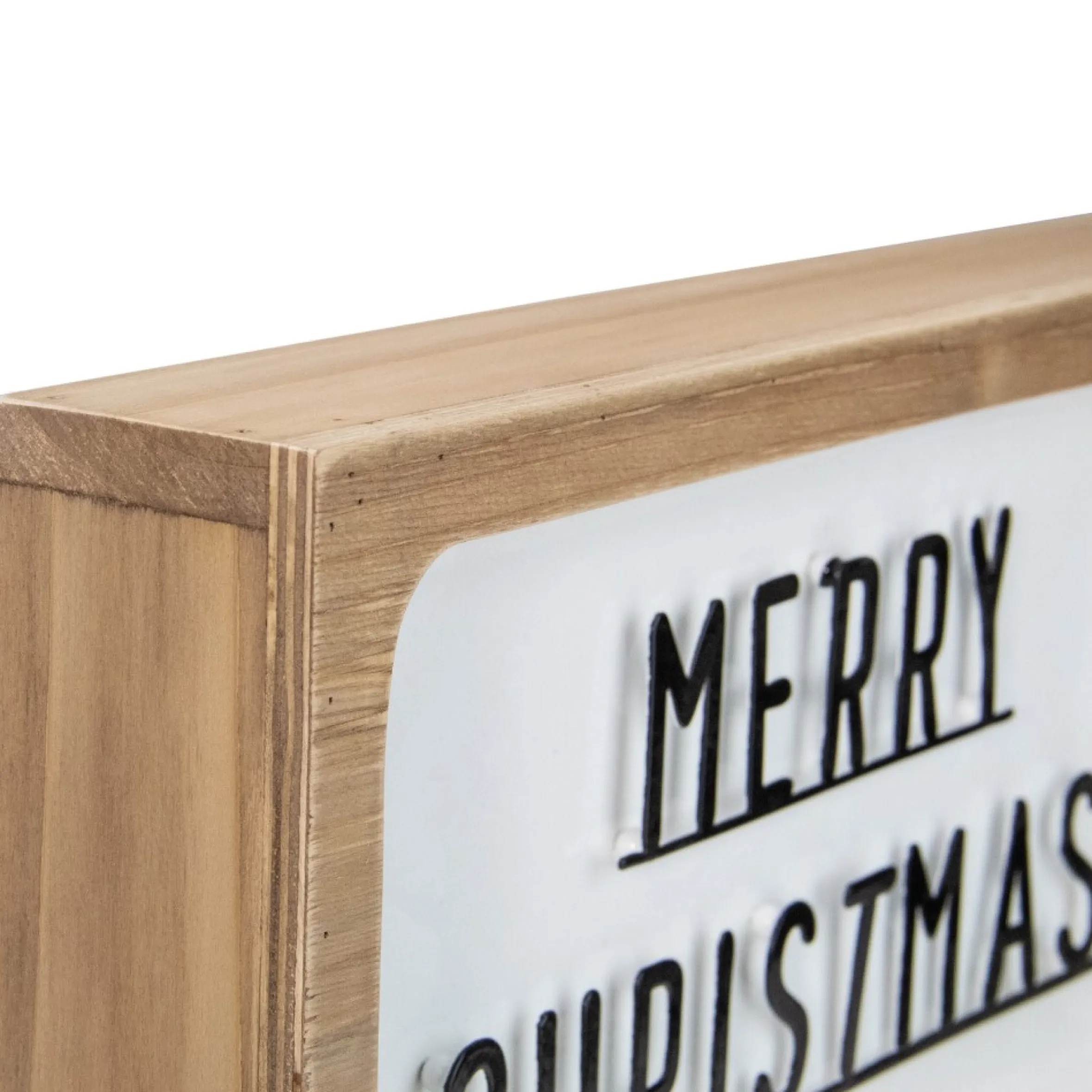 13" White And Brown "Merry Christmas" 3D Wooden Christmas Wall Or Tabletop Decor
