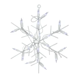 13" White And Clear Led Lighted Snowflake Christmas Window Silhouette Decoration