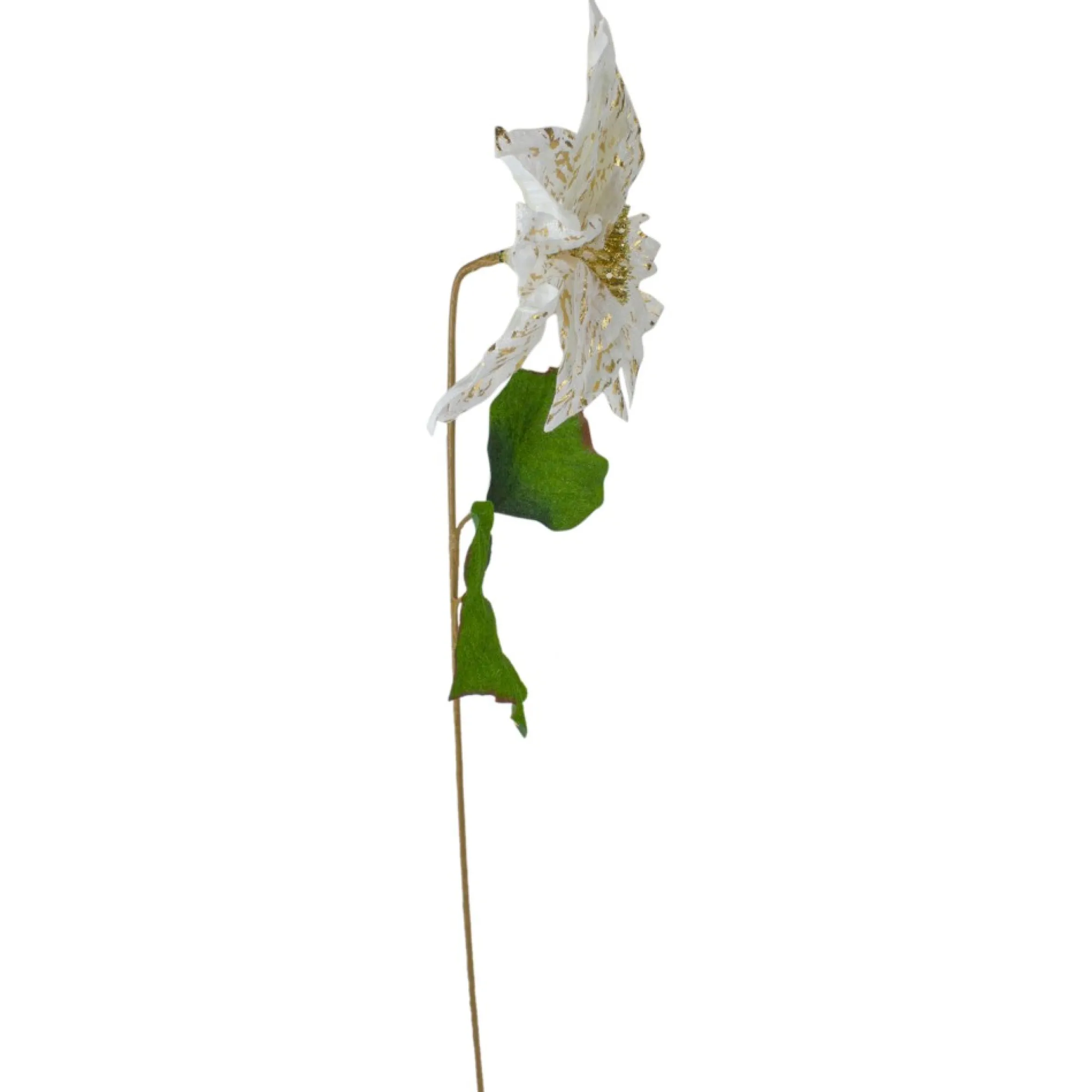 24" White And Gold Artificial Christmas Poinsettia Flower