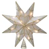 7.6" White And Gold Lighted Star Christmas Tree Topper - Clear Lights