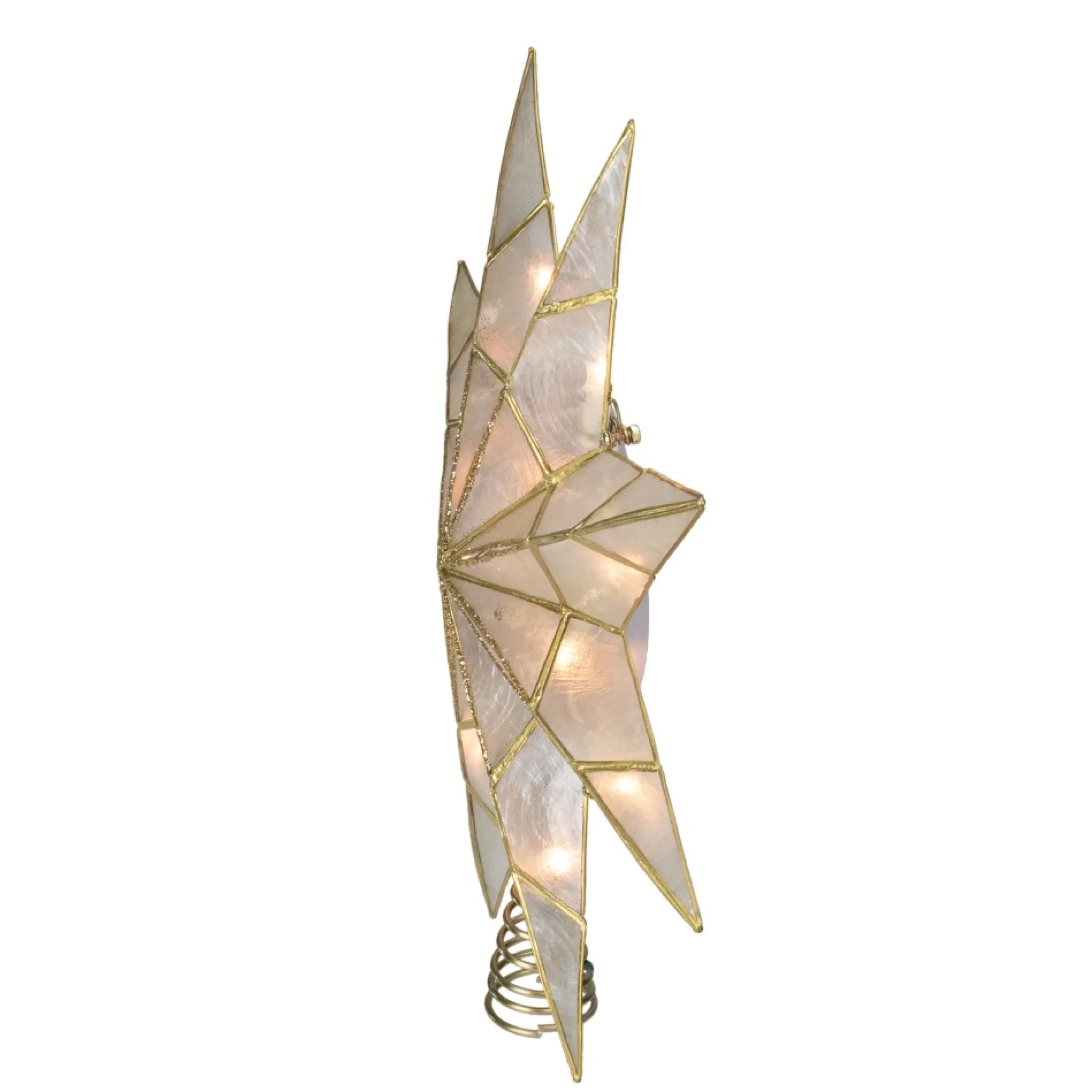 7.6" White And Gold Lighted Star Christmas Tree Topper - Clear Lights