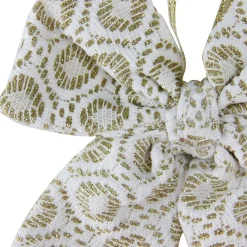 5.75" White And Gold Small Double Loop Bow Christmas Decor