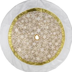 48" White And Gold Snowflake Christmas Tree Skirt
