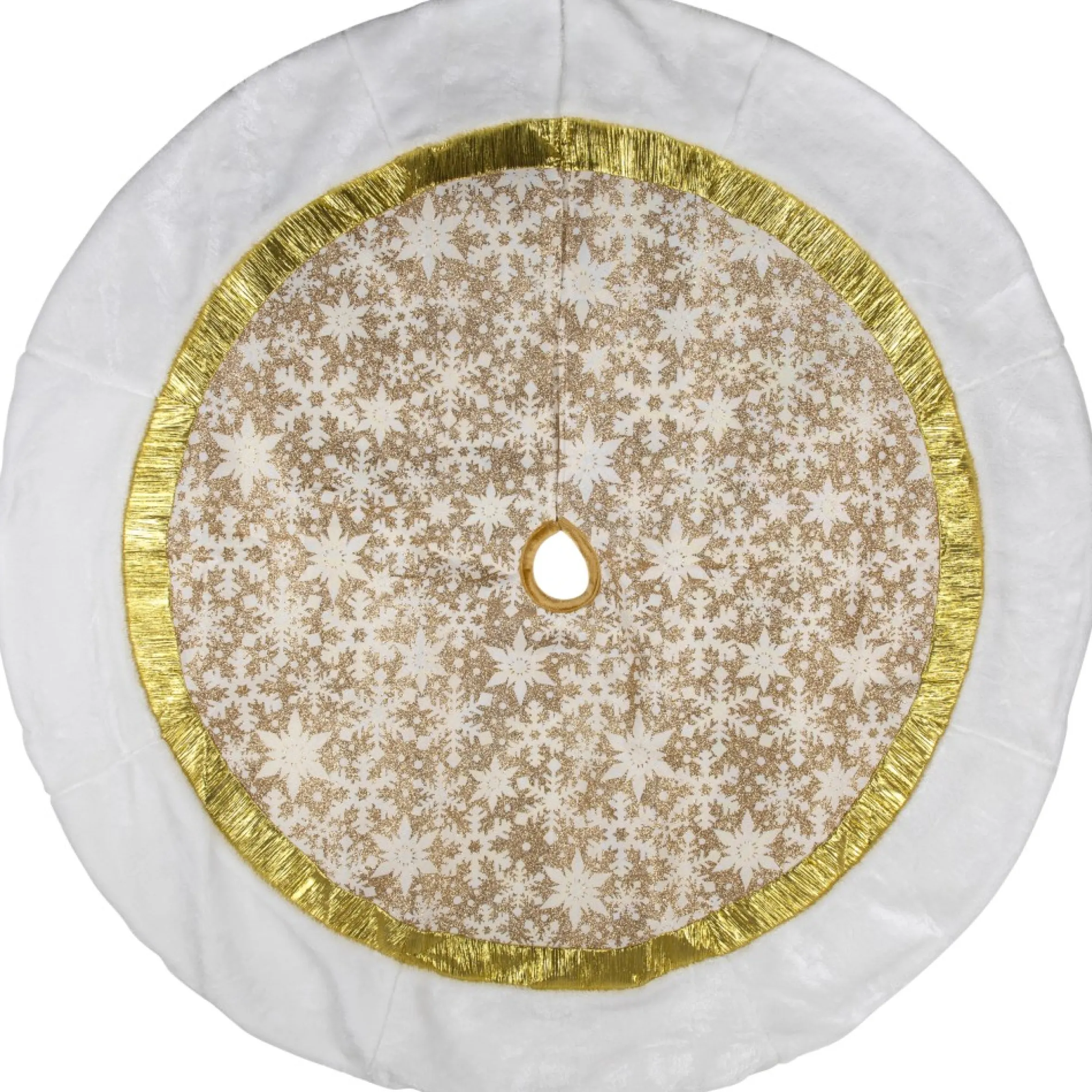 48" White And Gold Snowflake Christmas Tree Skirt