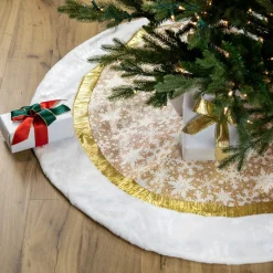 48" White And Gold Snowflake Christmas Tree Skirt