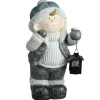 18.5" White And Gray Little Boy Holding Tea Light Lantern Christmas Tabletop Figure