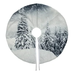 23" White And Gray Snowy Woodland Scene Mini Christmas Tree Skirt