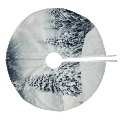23" White And Gray Snowy Woodland Scene Mini Christmas Tree Skirt