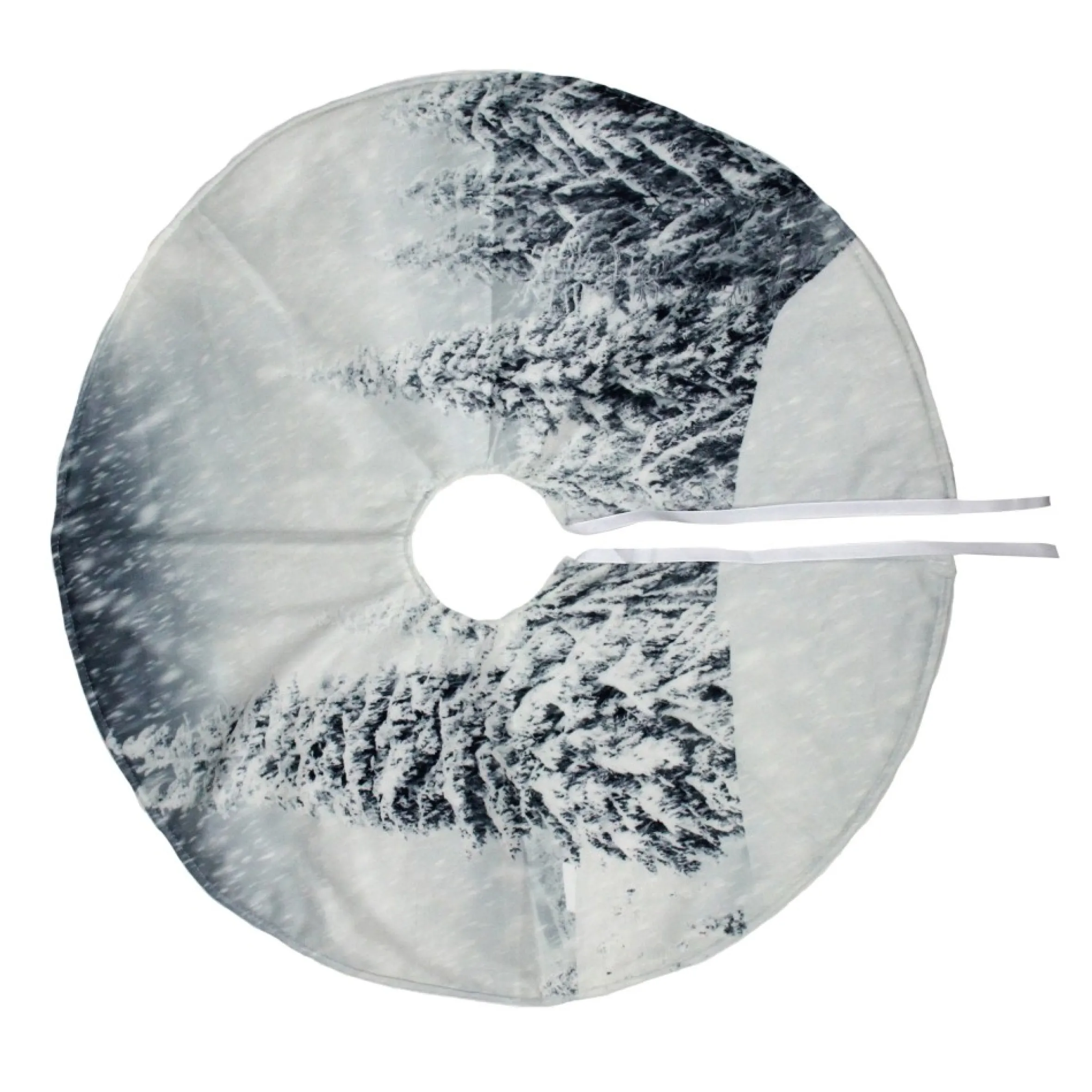 23" White And Gray Snowy Woodland Scene Mini Christmas Tree Skirt