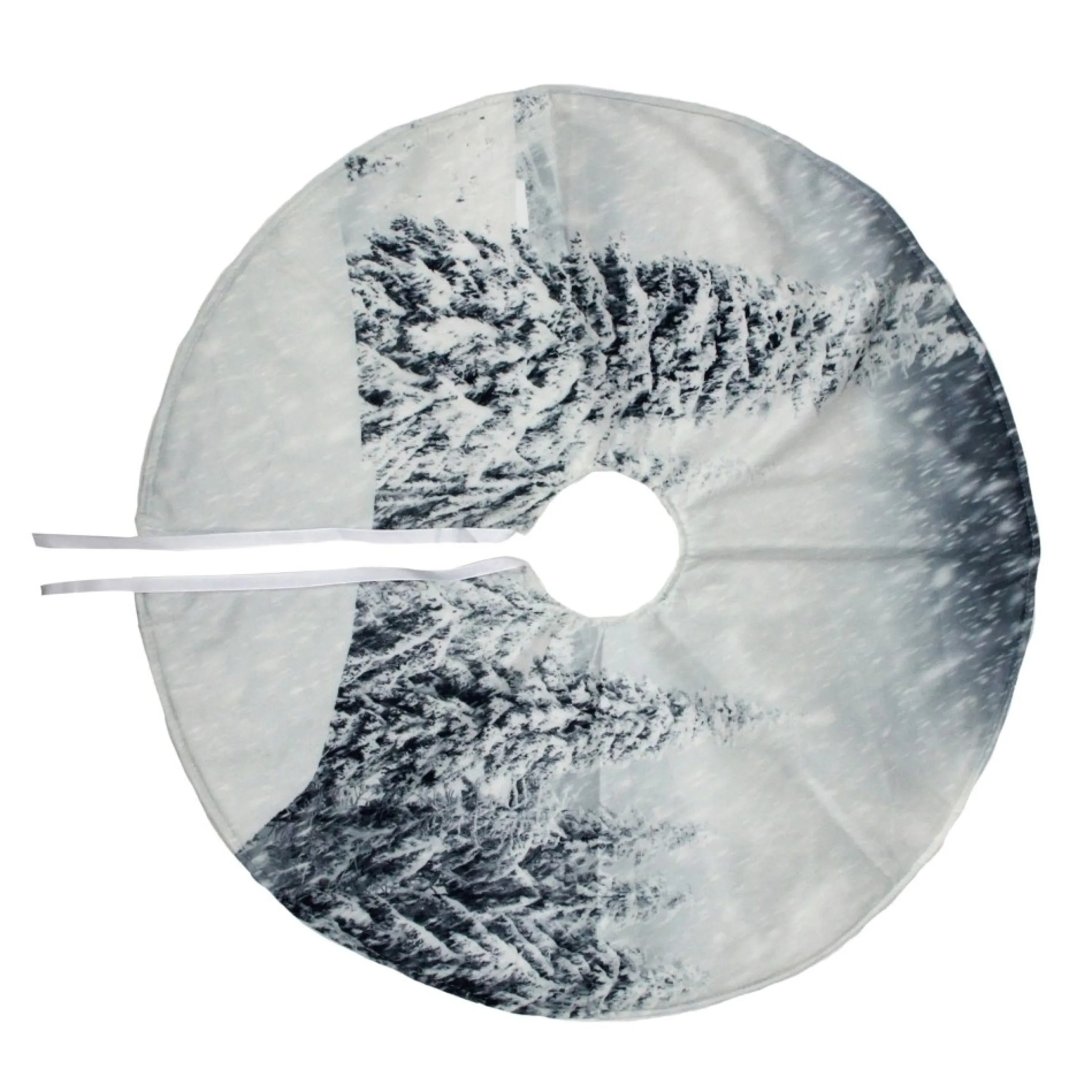 23" White And Gray Snowy Woodland Scene Mini Christmas Tree Skirt