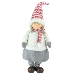 24" White And Gray Young Girl Gnome Christmas Tabletop Decor