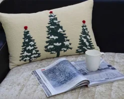 24" White And Green Christmas Tree Throw Pillow