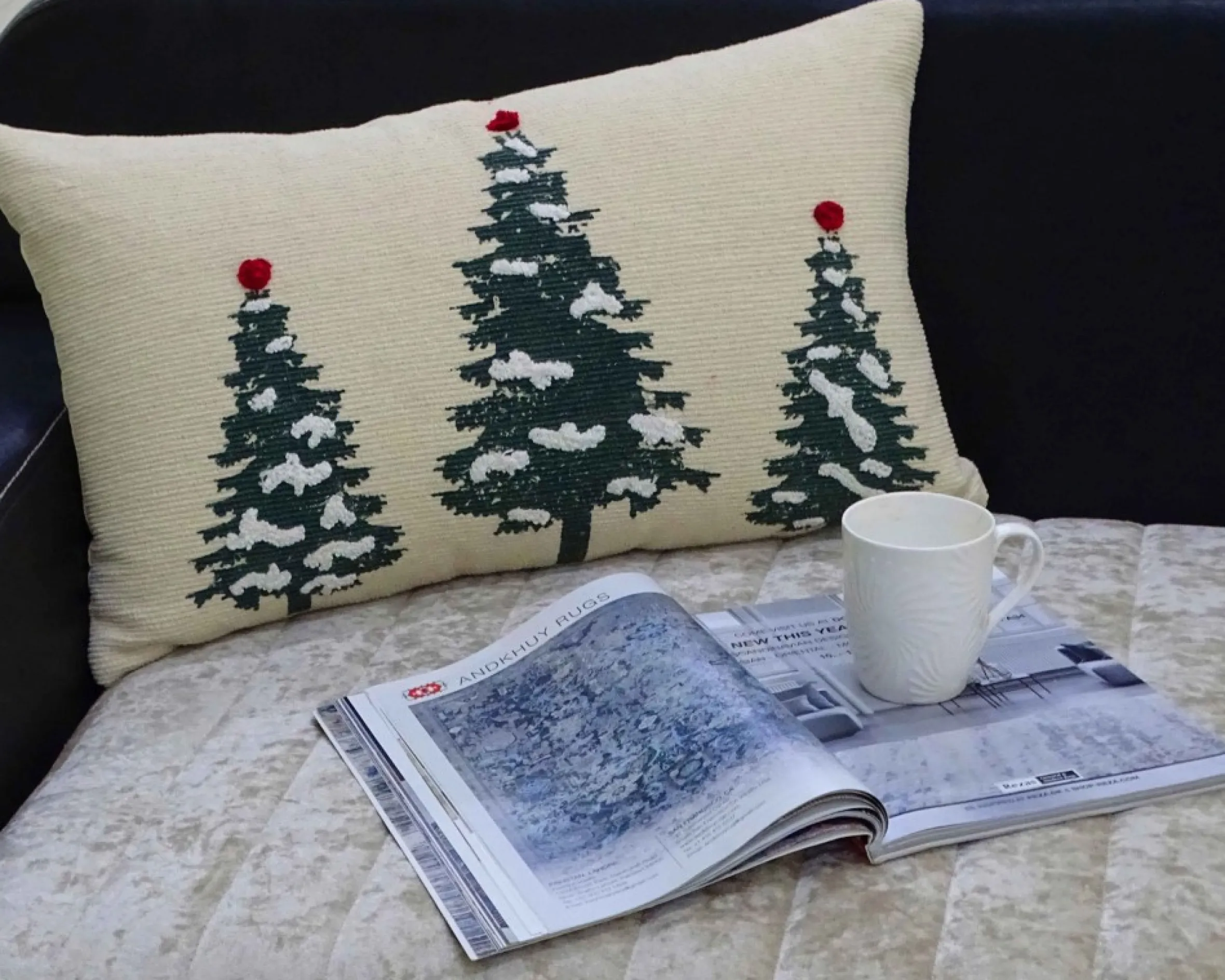 24" White And Green Christmas Tree Throw Pillow