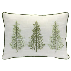 19.5" White And Green Tree Christmas Throw Pillow