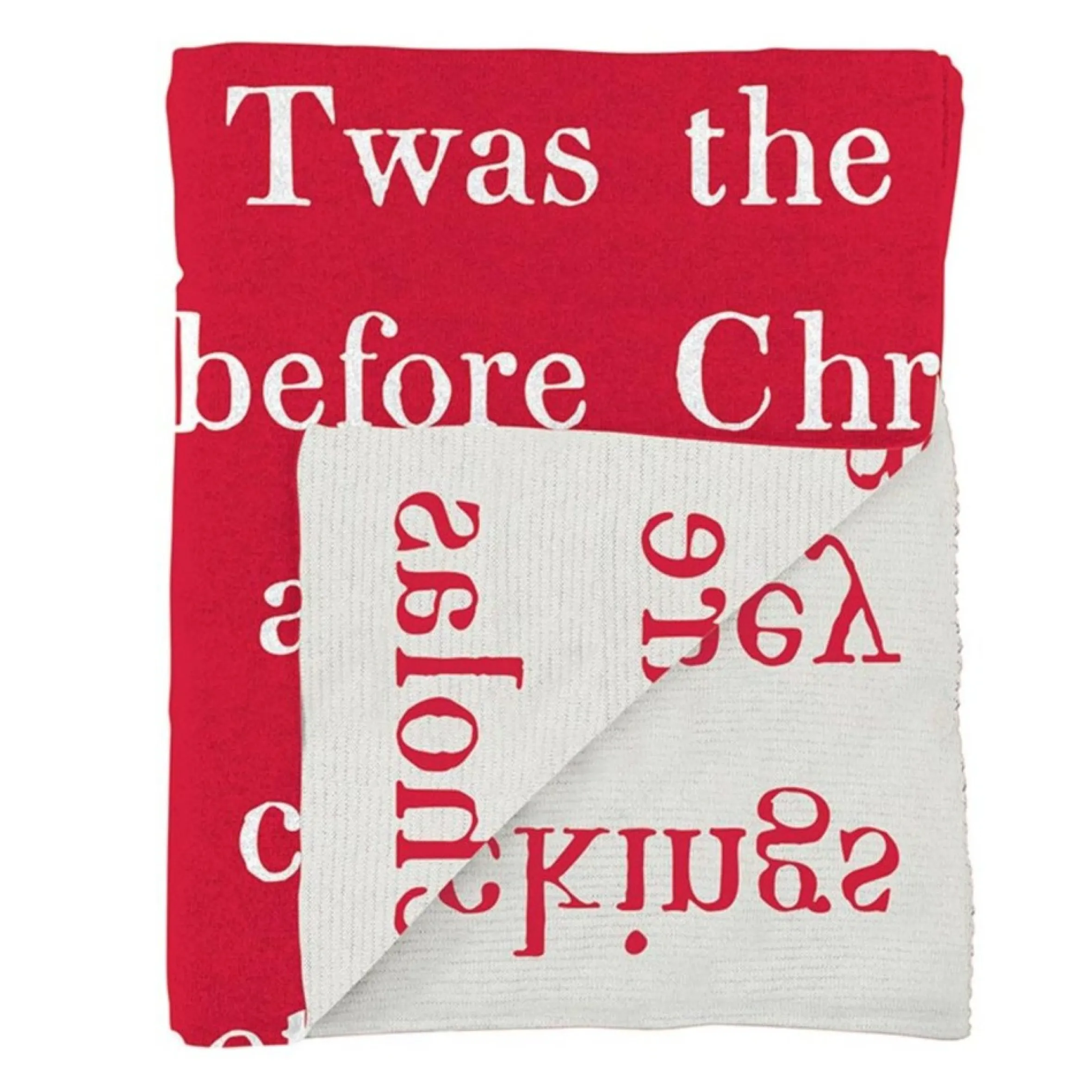 5' White And Red Christmas Twas The Night Before Christmas Rectangular Natural Throw Blanket