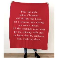 5' White And Red Christmas Twas The Night Before Christmas Rectangular Natural Throw Blanket