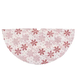 20" White And Red Glitter Snowflake Mini Burlap Christmas Tree Skirt