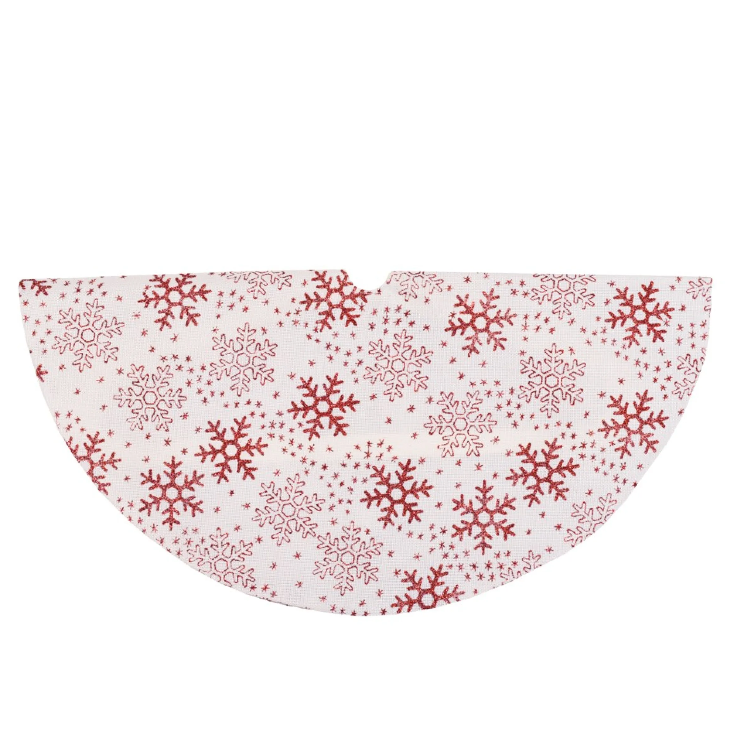 20" White And Red Glitter Snowflake Mini Burlap Christmas Tree Skirt