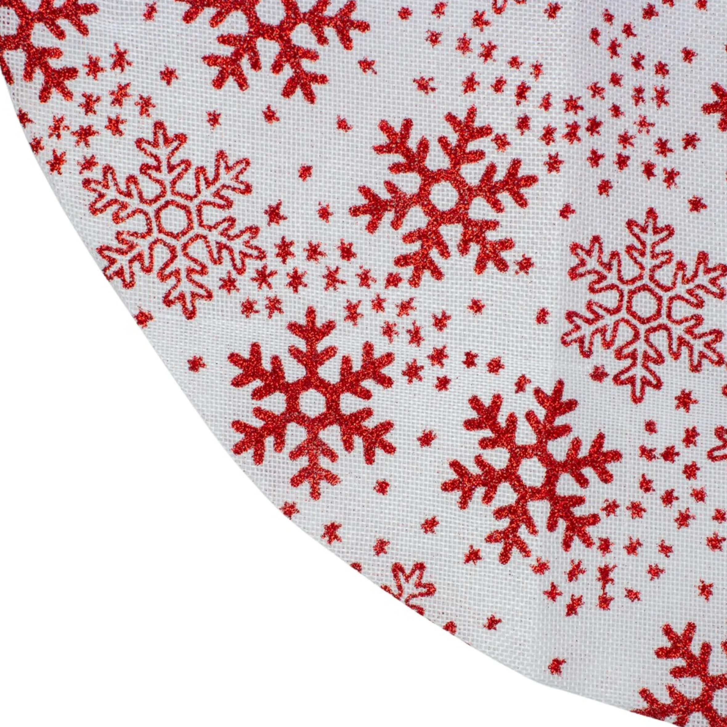 20" White And Red Glitter Snowflake Mini Burlap Christmas Tree Skirt