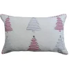 24" White And Red Handloomed Christmas Tree Throw Pillow