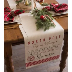 108" White And Red "North Pole Express Delivery" Christmas Table Runner