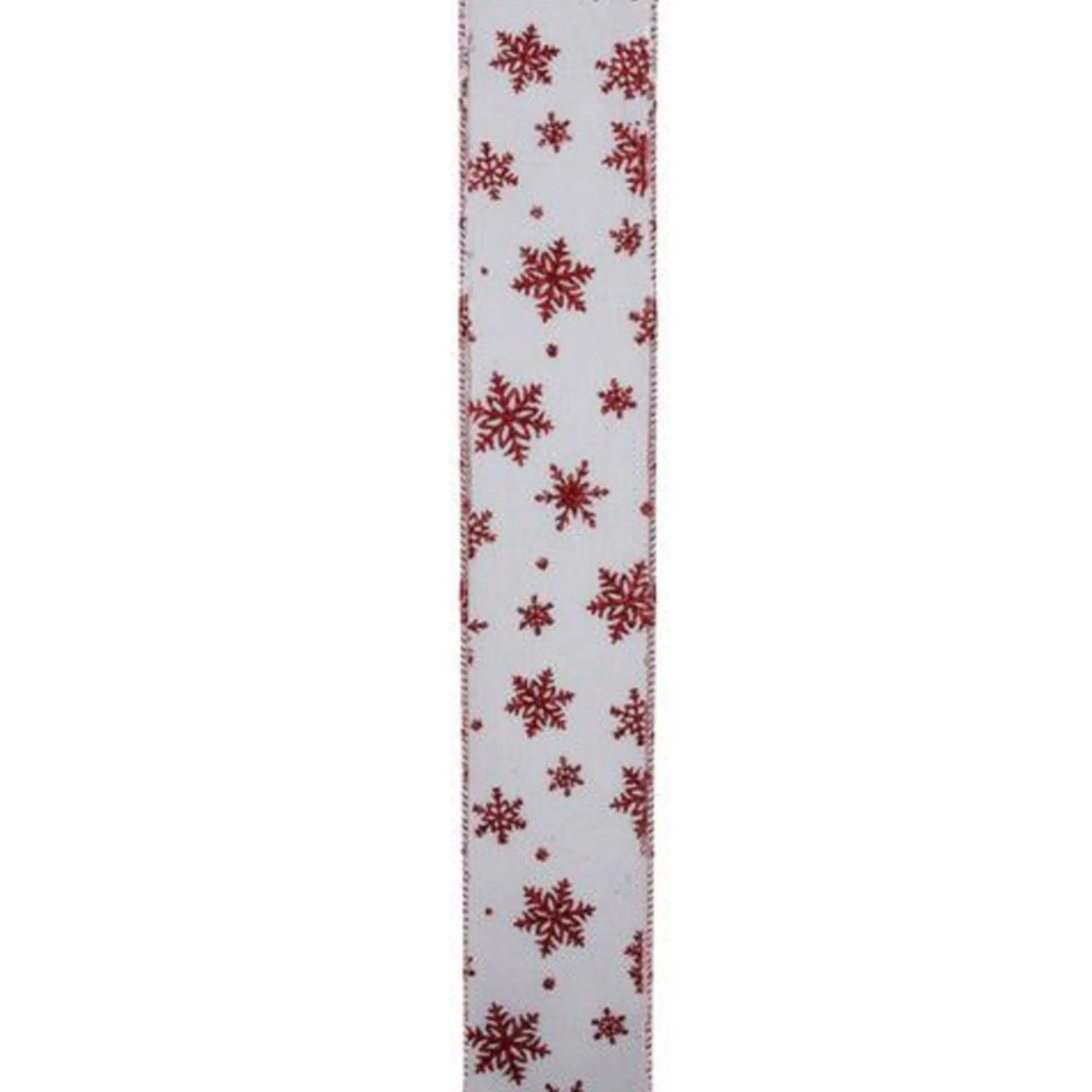 White And Red Snowflake Christmas Wired Craft Ribbon 2.5" X 10 Yards