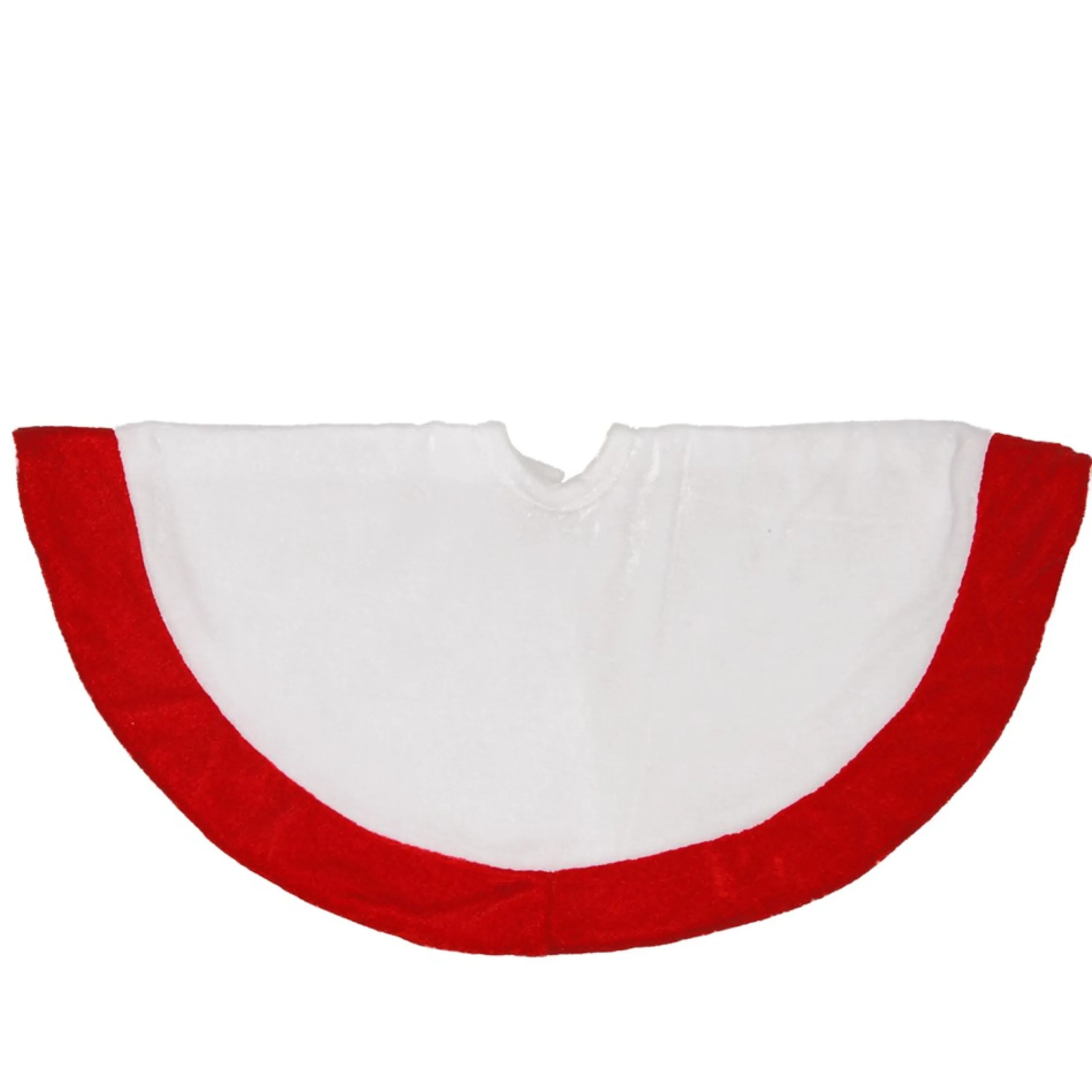 18" White And Red Traditional Velveteen Mini Christmas Tree Skirt