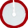 18" White And Red Velveteen Mini Christmas Round Tree Skirt