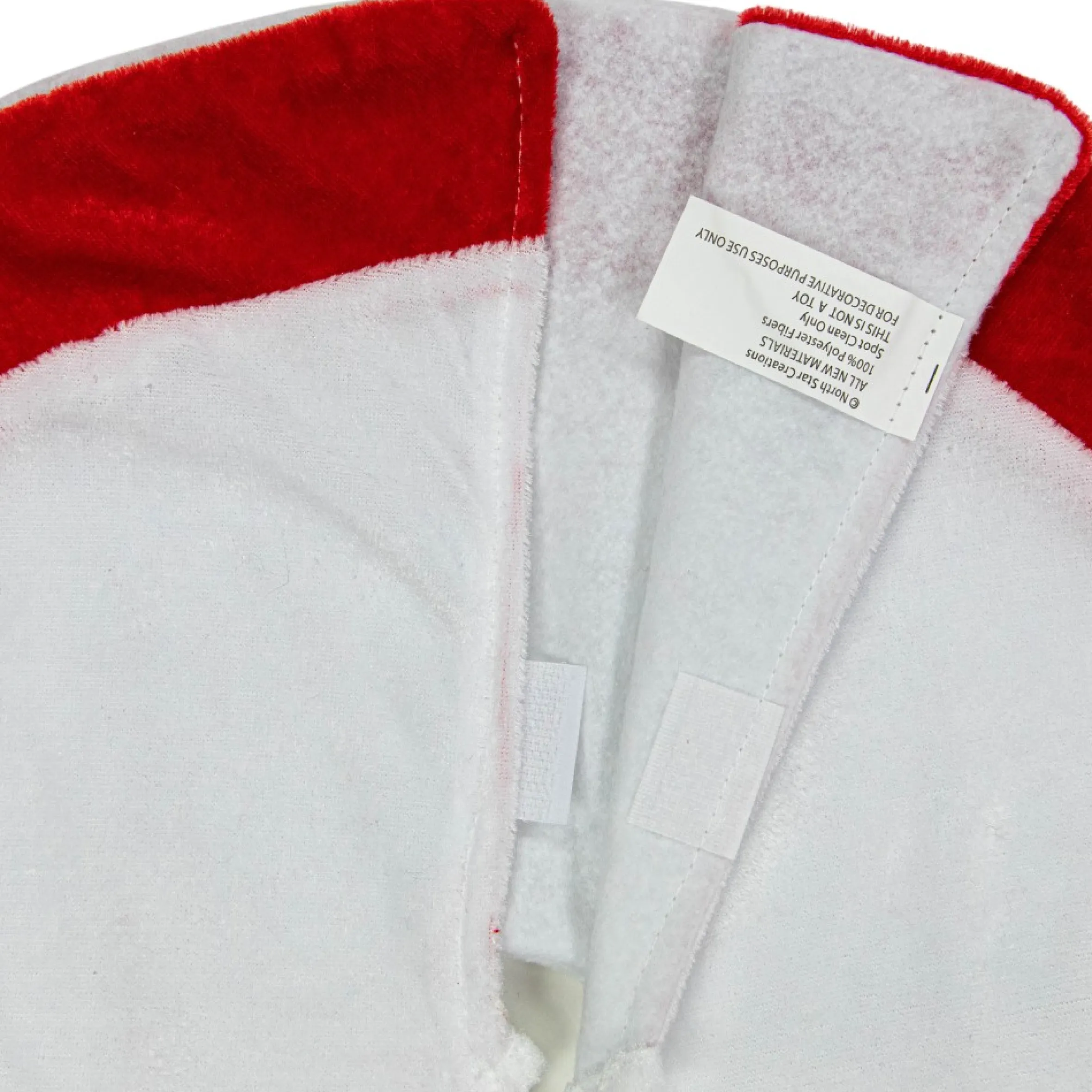 18" White And Red Velveteen Mini Christmas Round Tree Skirt