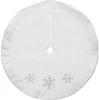 48" White And Silver Embroidered Sequin Snowflakes Tree Skirt