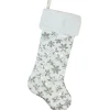 19 White And Silver Sequin Snowflake Christmas Stocking