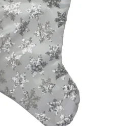 19 White And Silver Sequin Snowflake Christmas Stocking