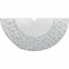 54" White And Silver Velvet Christmas Tree Skirt