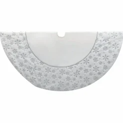54" White And Silver Velvet Christmas Tree Skirt