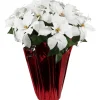 26" White Artificial Christmas Poinsettia With Red Wrapped Base