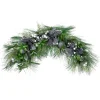 36" White Berries And Plaid Bows Artificial Christmas Swag - Unlit