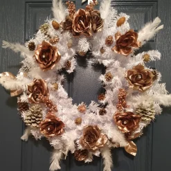 White Canadian Pine Artificial Christmas Wreath, 24-Inch, Unlit