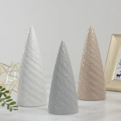 10" White Ceramic Cone Tree Christmas Decoration