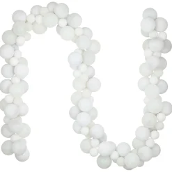 6' White 3-Finish Shatterproof Ball Christmas Garland