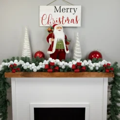 6' White 3-Finish Shatterproof Ball Christmas Garland