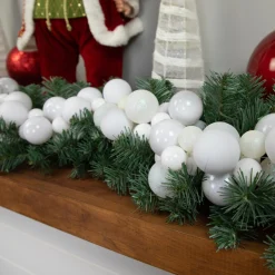 6' White 3-Finish Shatterproof Ball Christmas Garland