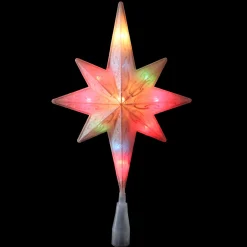 11" White Frosted Bethlehem Star With Gold Scrolling Christmas Tree Topper - Multi Lights