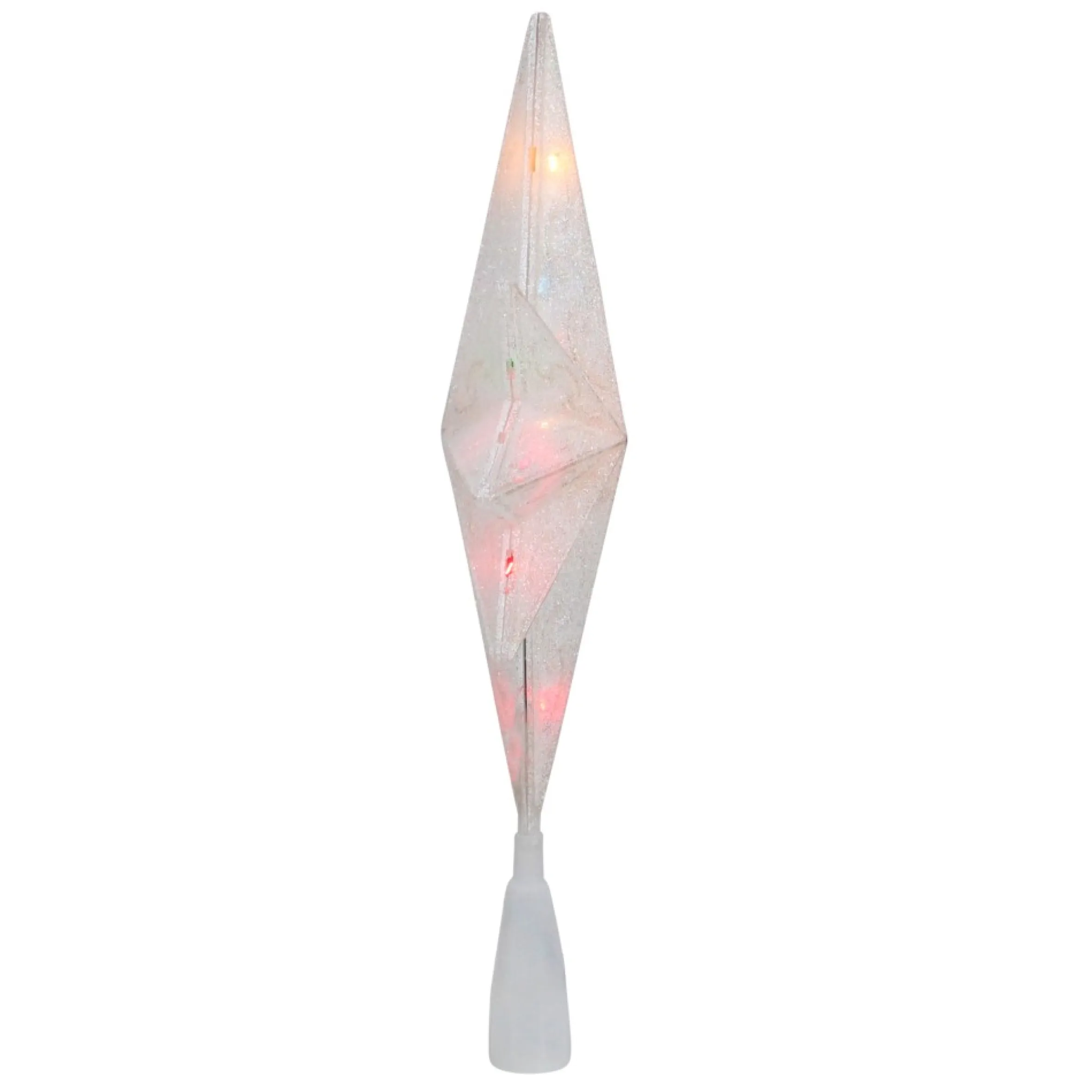 11" White Frosted Bethlehem Star With Gold Scrolling Christmas Tree Topper - Multi Lights