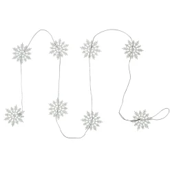 5' White Glitter Dusted Wooden Snowflake Christmas Garland