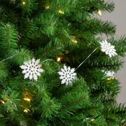 5' White Glitter Dusted Wooden Snowflake Christmas Garland